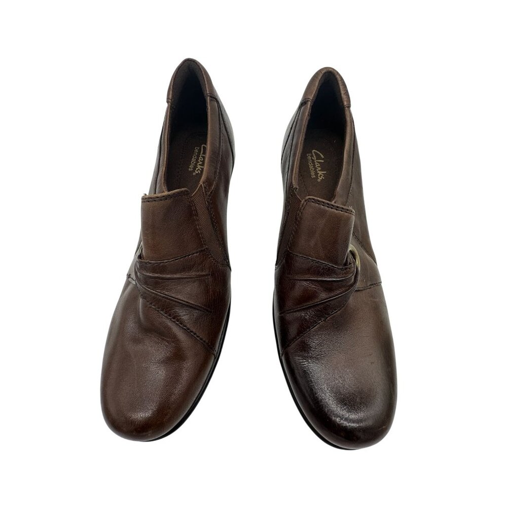 Clarks Bendables Trance Bootie Womens Size 9M Brown Leather Slip-On Casual 38479